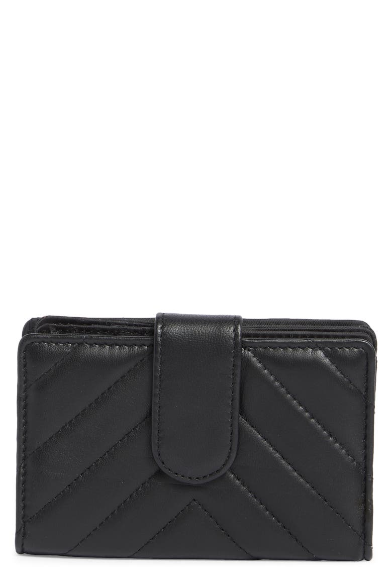 Quilted Card Holder, Main, color, BLACK