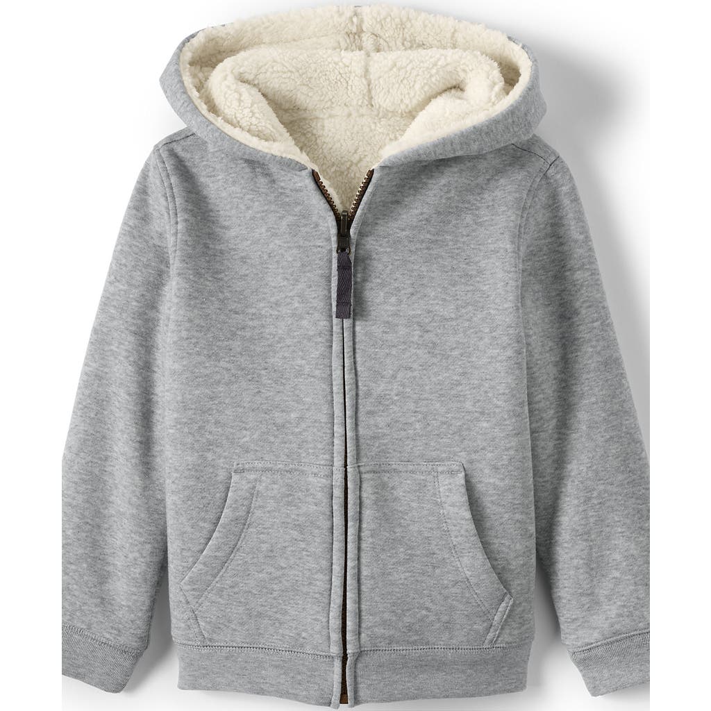 Lands' End Kids High Pile Lined Zip Hoodie In Gray Heather