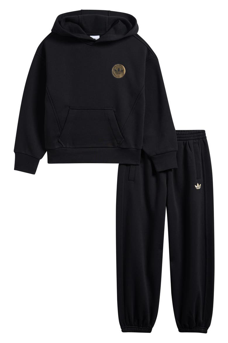 Kids' Pigeon Hoodie Fleece Set, Main, color, BLACK