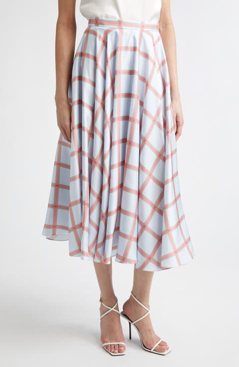 Karima Plaid Silk Twill Skirt