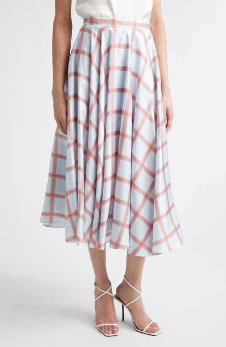 Karima Plaid Silk Twill Skirt