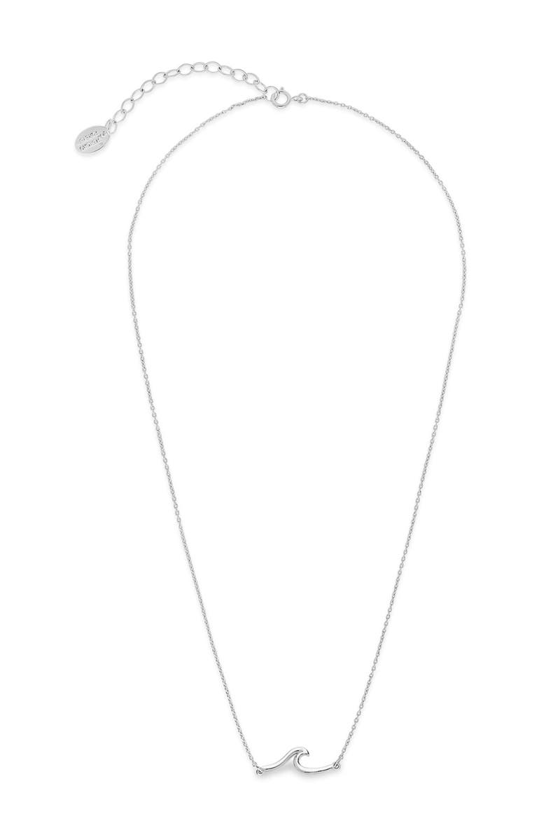 Sterling Forever Sterling Silver Dainty Wave Necklace, Alternate, color, 