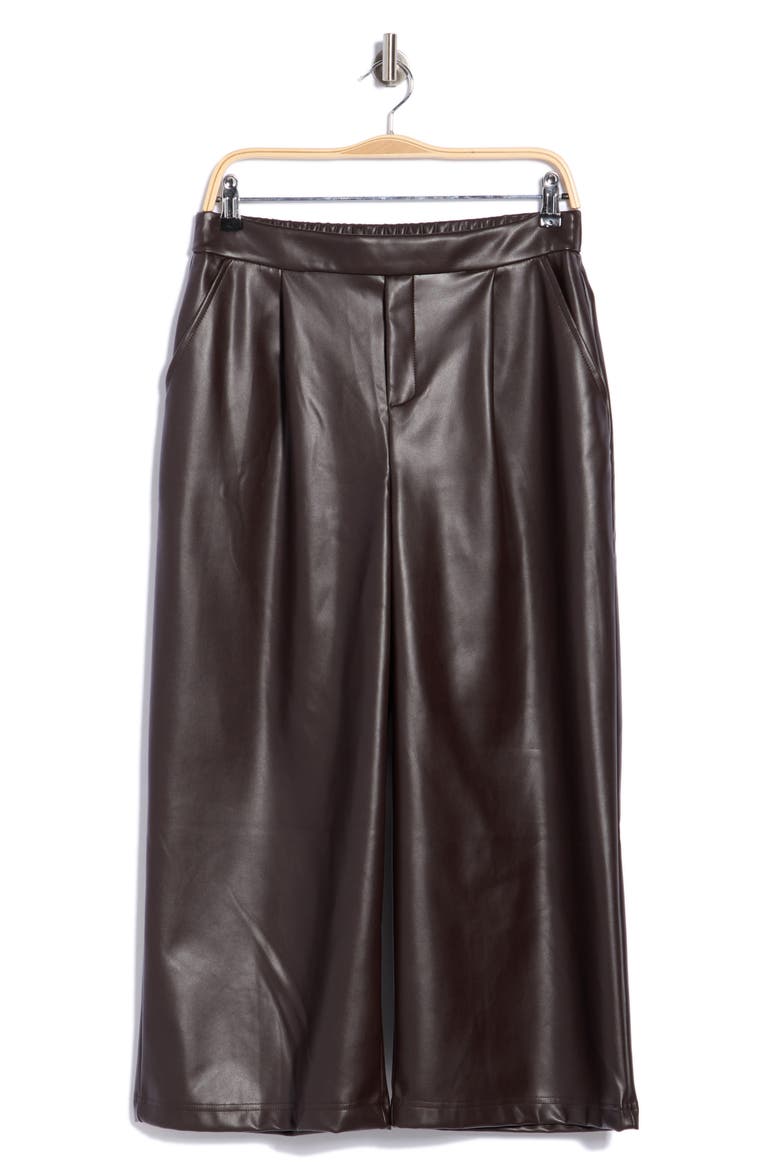 Faux Leather Culottes, Main, color, BROWN