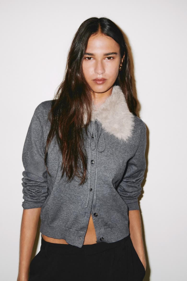 Collared Cardigan, Main, color, Dark gray