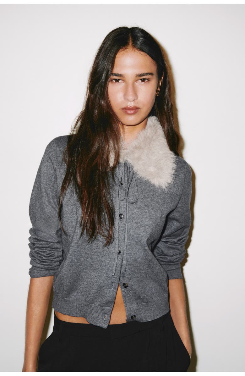 H&M Collared Cardigan, Alternate, color, Dark Gray