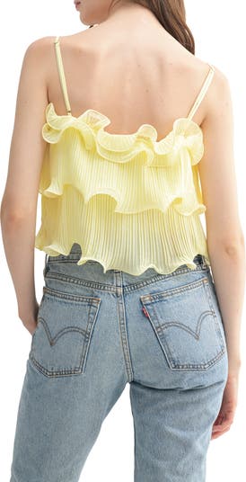 Pleated Ruffle Tiered Crop Top