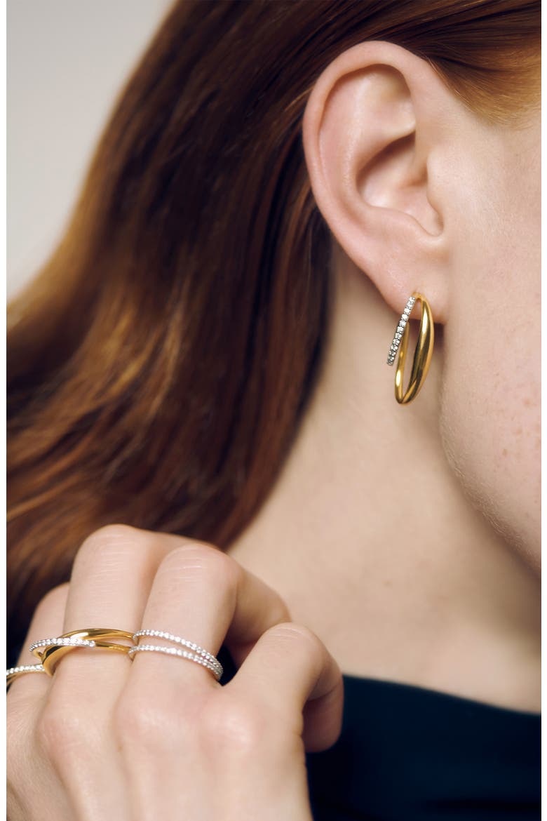 Medium Nura Lab Grown Diamond Wrap Hoop Earrings, Alternate, color, 18CT GOLD VERMEIL / LAB DIA