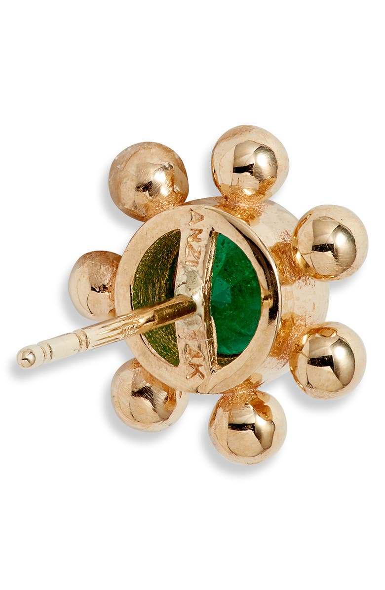 Anzie Dew Drop Marine Emerald & 14K Gold Stud Earrings, Alternate, color, Yellow Gold/ Emerald