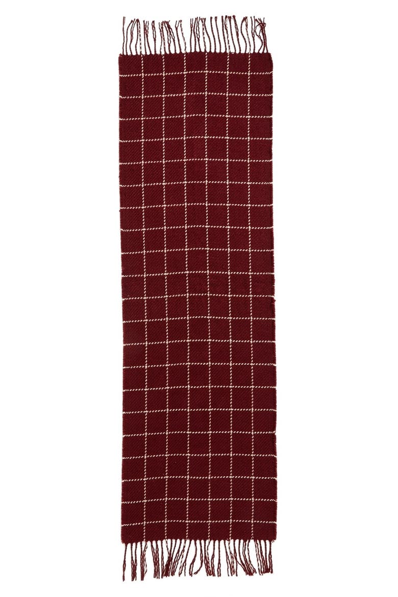 Stitched Grid Scarf, Alternate, color, BURGUNDY