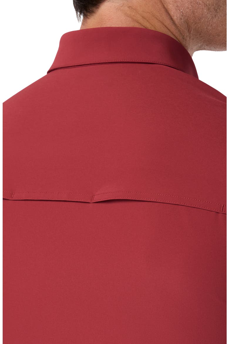 Leeward Tailgate Performance Short Sleeve Button Up Shirt, Alternate, color, CRIMSON