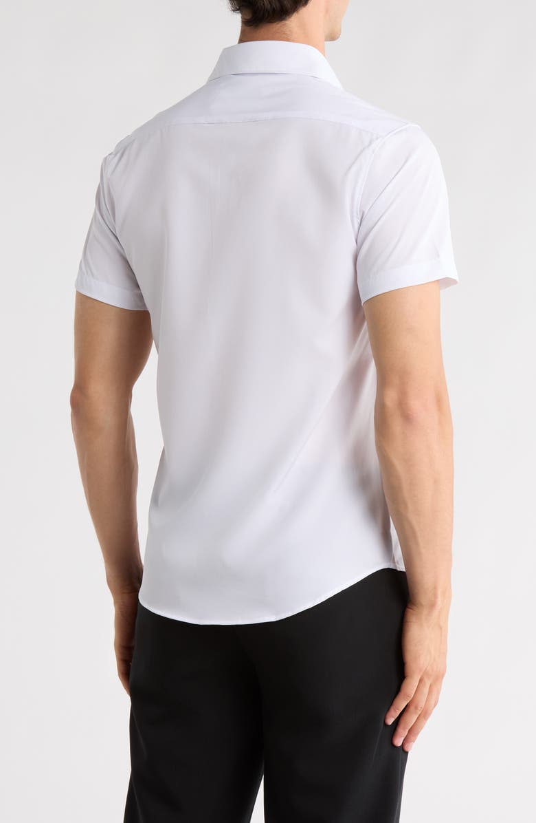 DENIM AND FLOWER Stretch Woven Short Sleeve Shirt, Alternate, color, White