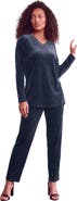 Roaman's Plus Size Two Piece V Neck Velour Set (plus)