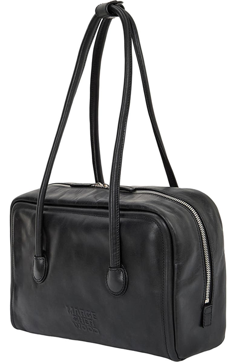 MARGESHERWOOD Boston Leather Shoulder Bag, Alternate, color, Black Pull-Up