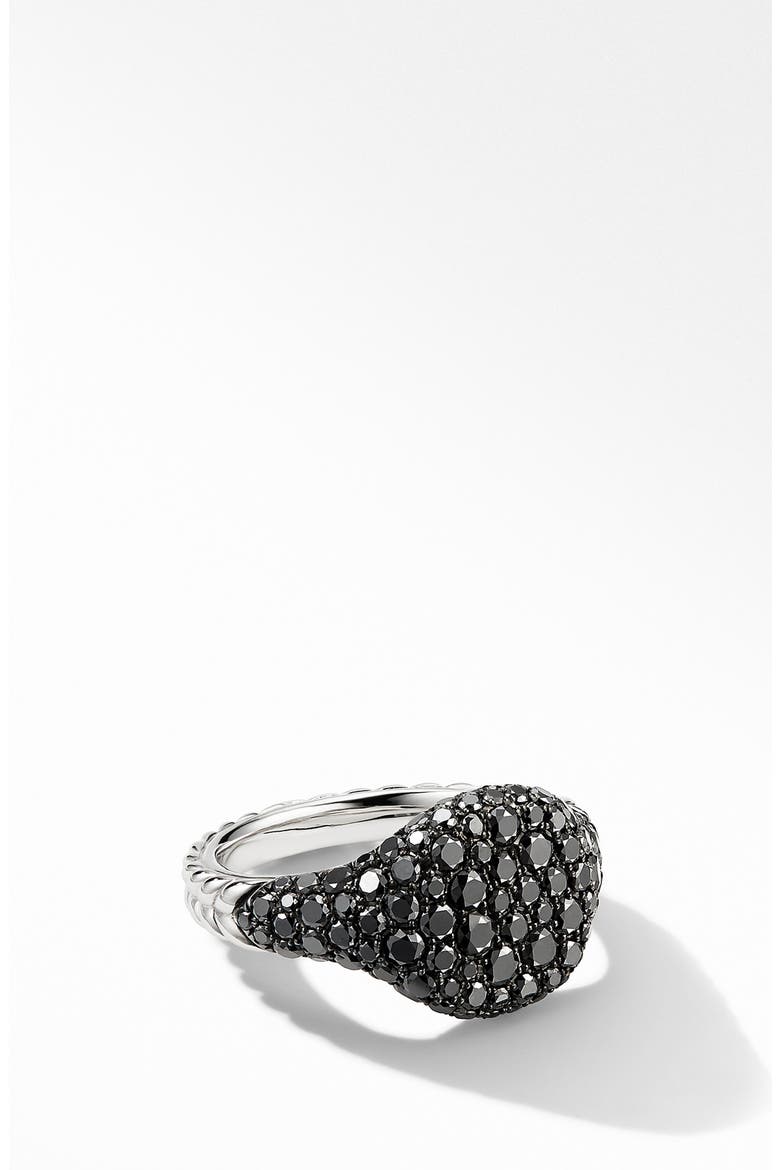 Mini Chevron Pinky Ring in 18K White Gold with Pavé Black Diamonds, Main, color, BLACK DIAMOND