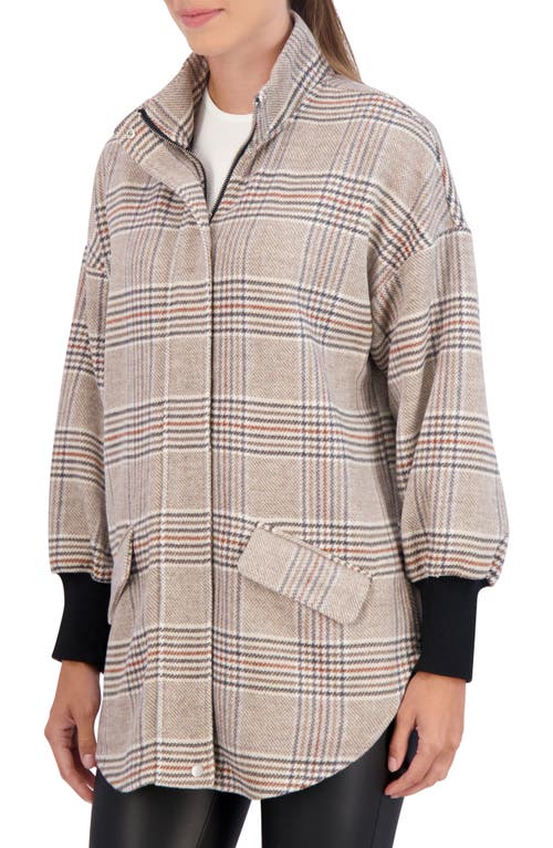 Ookie & Lala Faux Cashmere Rib Cuff Jacket In Camel Plaid