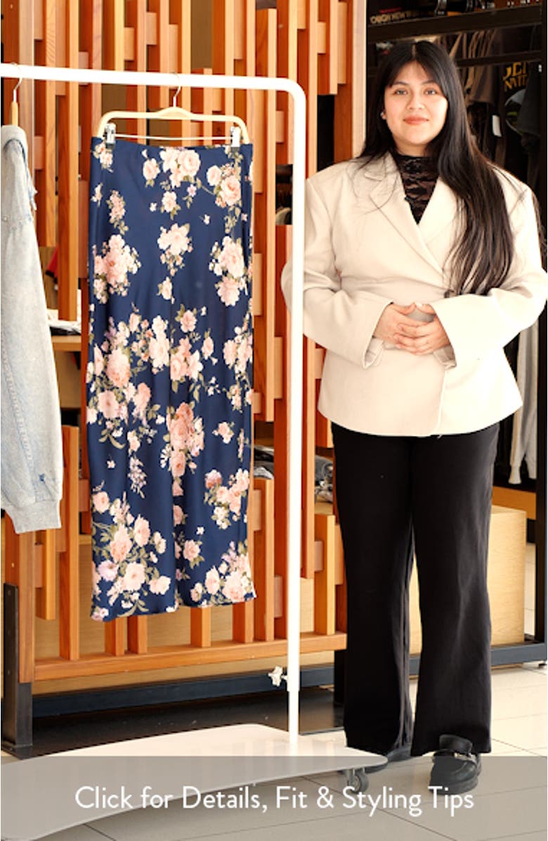 Kenna Floral Satin Midi Skirt, sales video thumbnail