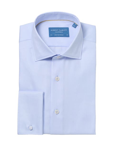 Reynolds French Cuff Herringbone Contemporary Fit Shirt
