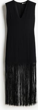 H&M Fringed Shoulder-pad Dress