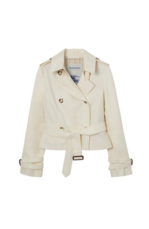 Cropped Tropical Gabardine Trench Jacket
