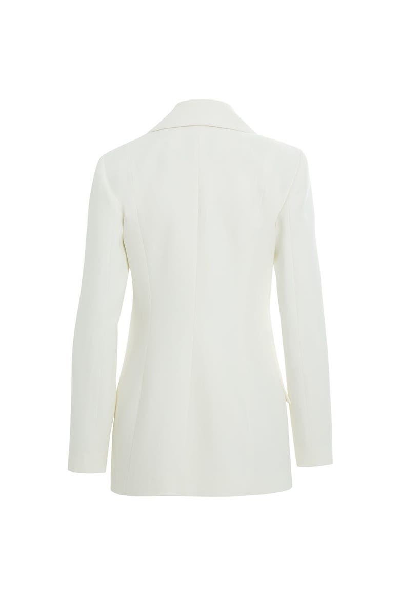 Shoulder Padded Straight-Cut Tailored Jacket, Alternate, color, Ecru