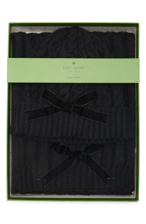 Kate Spade New York Bow Beanie & Scarf Gift Box Set In Black