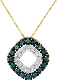 Haus of Brilliance 14K Yellow Gold Plated .925 Sterling Silver 1/2 Cttw Color Treated Diamond Square Pendant Necklace