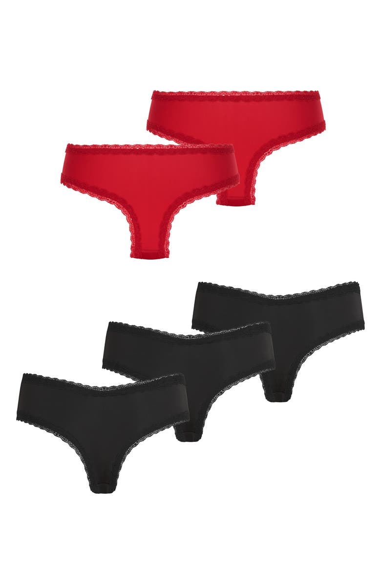 Hunkemöller London Assorted 5-Pack Brazilian Briefs, Alternate, color, Chili Pepper