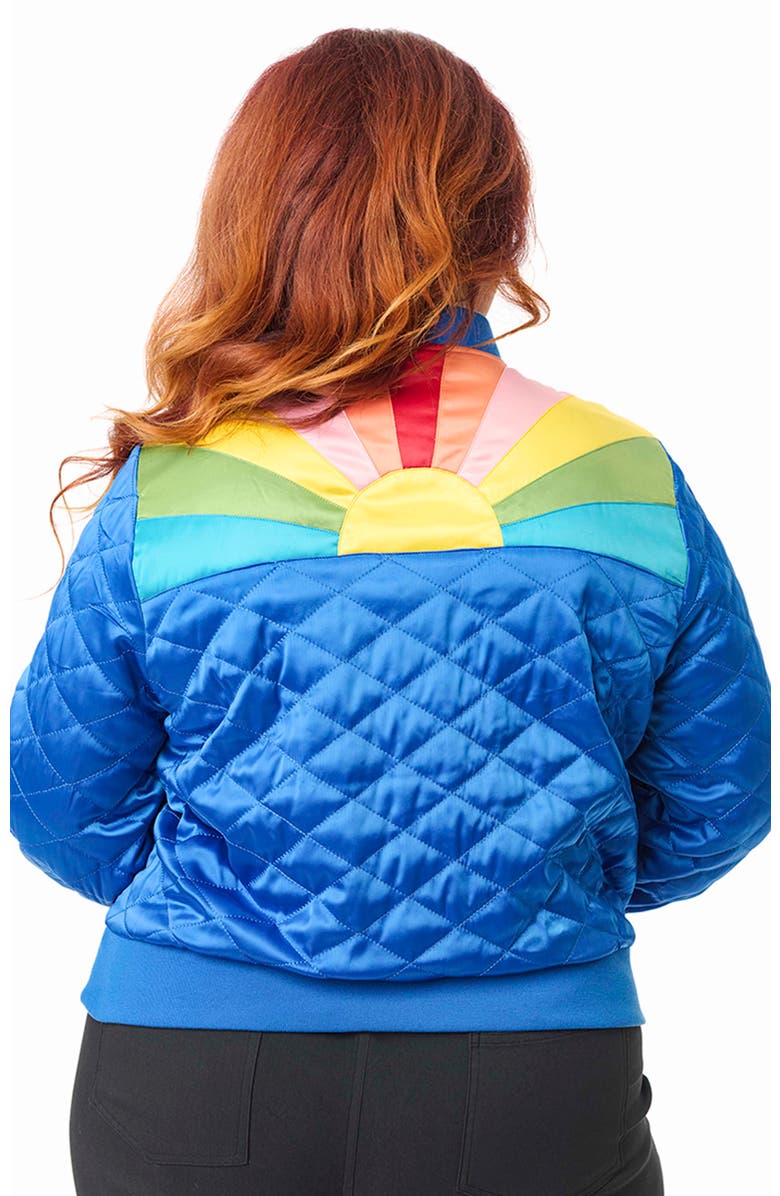 Unique Vintage Plus Size Quilted Varsity Jacket, Alternate, color, Blue