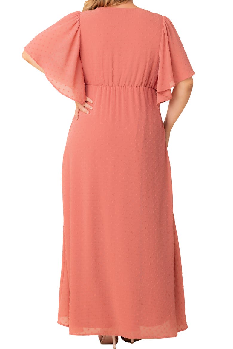Carmella Flutter Sleeve Gown, Alternate, color, PEACHY KEEN