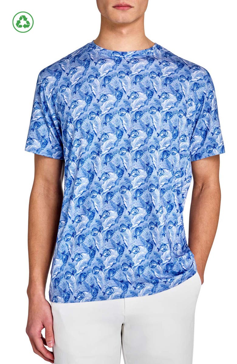 CONSTRUCT Regular Fit Fish Headphones Recycled Performance Golf T-Shirt, Main, color, Navy