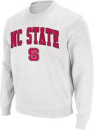 COLOSSEUM Men's Colosseum White NC State Wolfpack Arch & Logo Crew Neck Sweatshirt