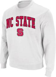 COLOSSEUM Men's Colosseum White NC State Wolfpack Arch & Logo Crew Neck Sweatshirt