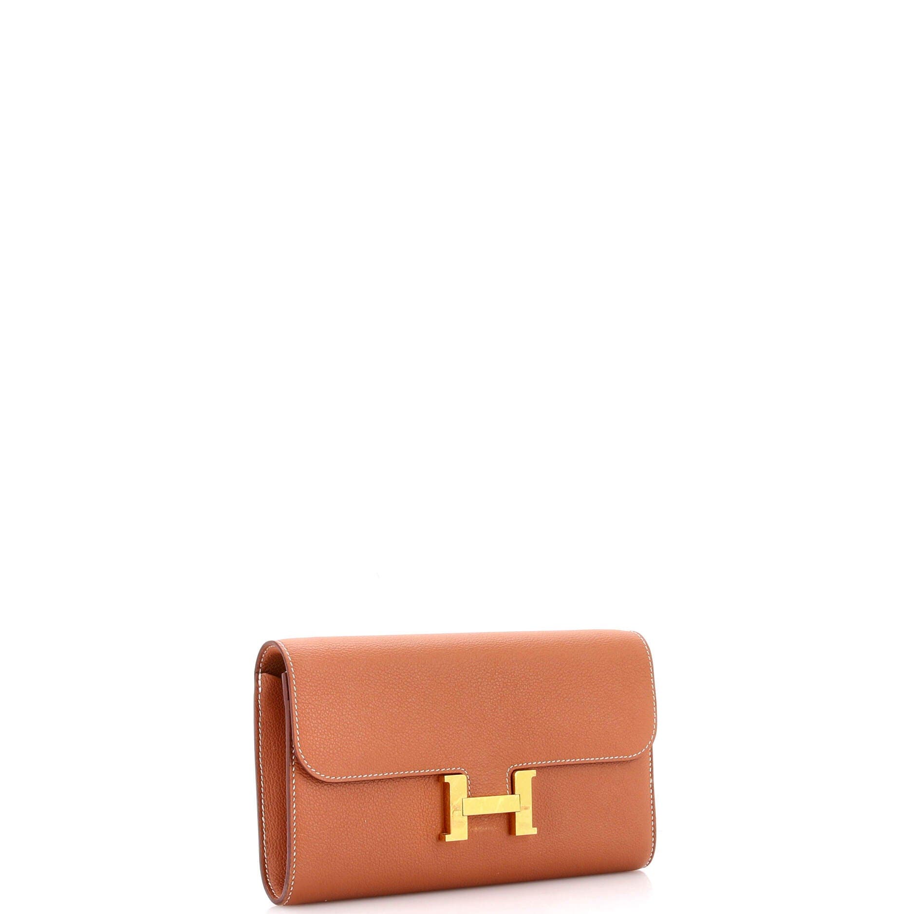 Pre-Owned Hermes Constance To Go Wallet Evercolor, Alternate, color, Gold