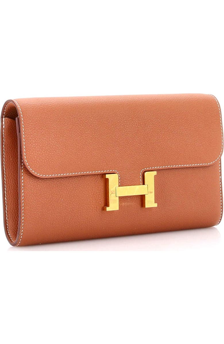 Pre-Owned Hermes Constance To Go Wallet Evercolor, Alternate, color, Gold