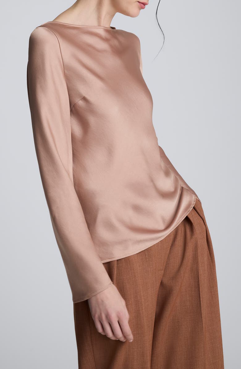 Kenneth Cole Sleeveless Cowl Back Satin Top, Alternate, color, Pale Chestnut