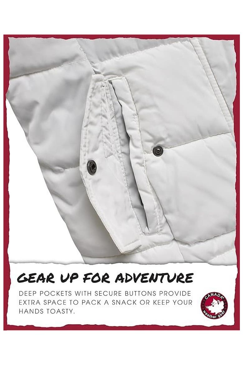 Girls' Quilted Heavyweight Winter Coat, Alternate, color, White