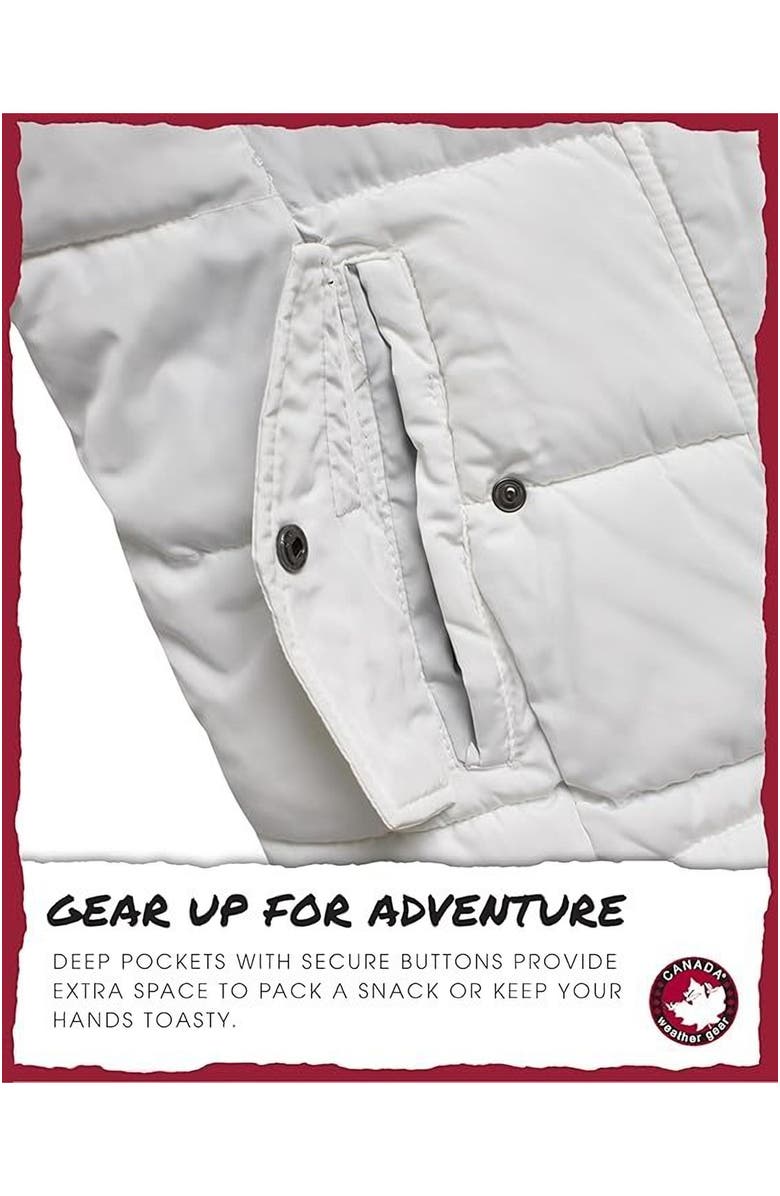 CANADA WEATHER GEAR Girls' Quilted Heavyweight Winter Coat, Alternate, color, White