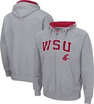 COLOSSEUM Men's Colosseum Heathered Gray Washington State Cougars Arch & Logo 3.0 Full-Zip Hoodie