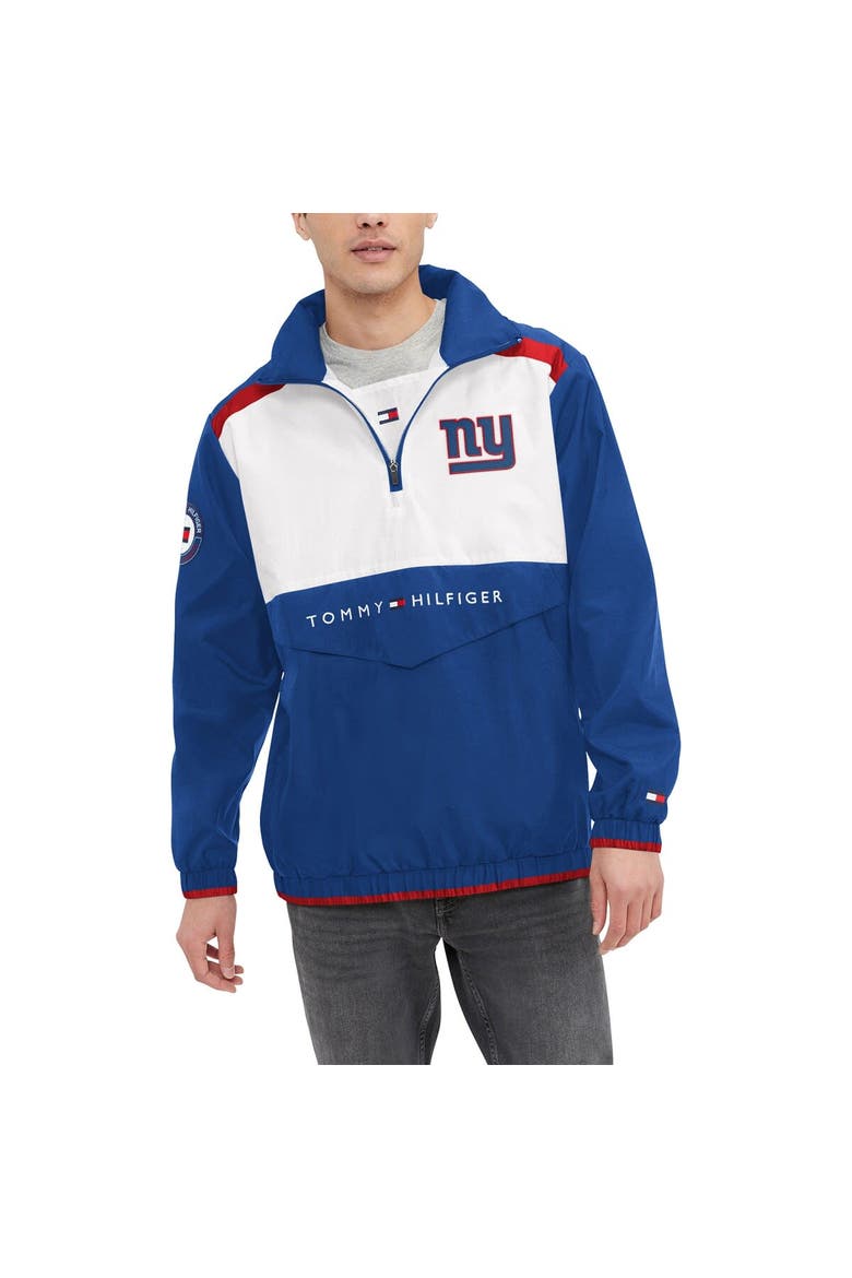 Men's Tommy Hilfiger Royal/White New York Giants Carter Half-Zip Hooded Top, Main, color, Royal