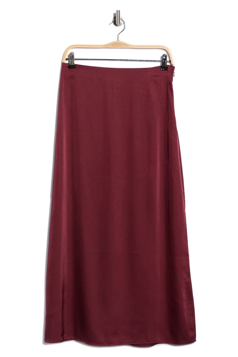 Satin Midi Skirt, Main, color, ROSEWOOD