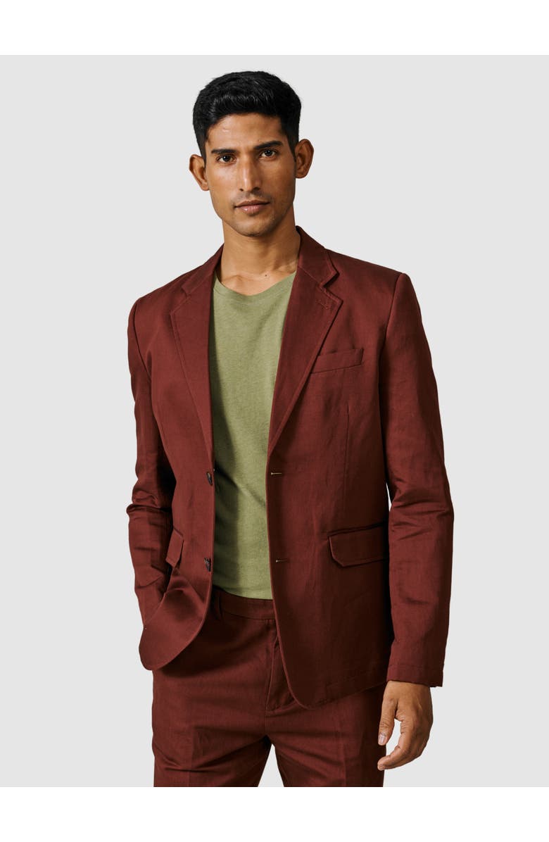 Aubin Pasmore Tailored Linen Blend Blazer, Main, color, Brown