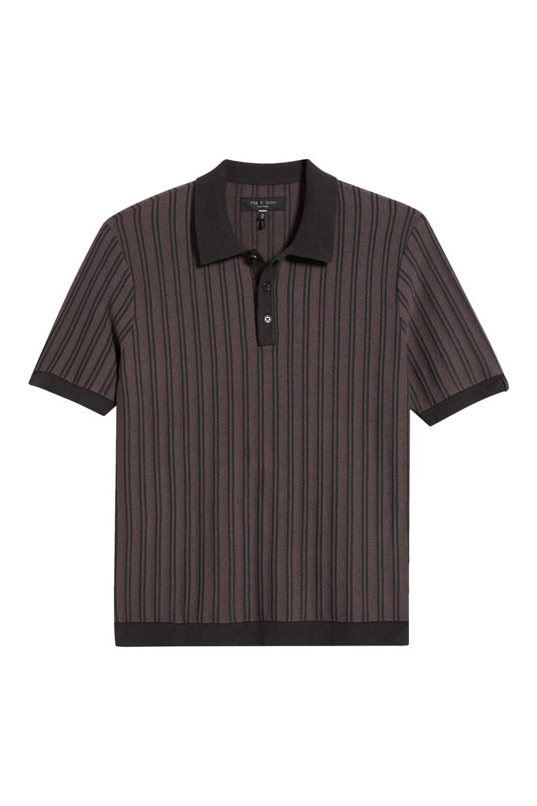 Zuma Stripe Terry Cloth Polo, Alternate, color, COAL GREY