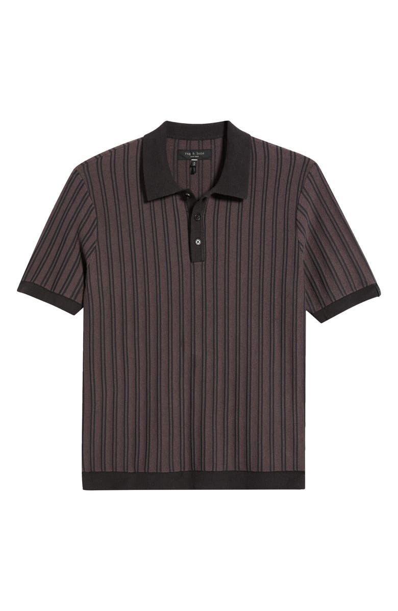 rag & bone Zuma Stripe Terry Cloth Polo, Alternate, color, Coal Grey