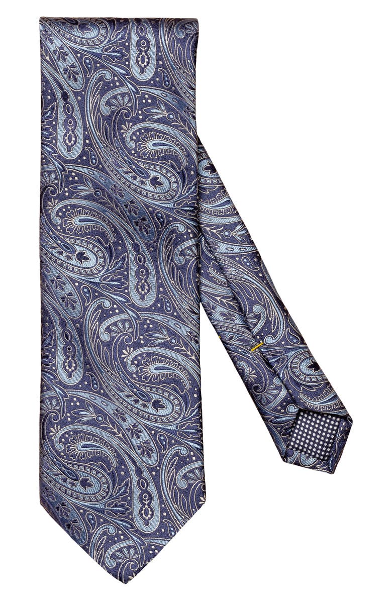 Eton Blue Paisley Silk Tie, Main, color,