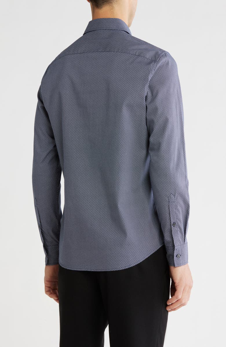 Michael Kors Slim Fit Tiled Geometric Print Stretch Cotton Button-Up Shirt, Alternate, color, Midnight