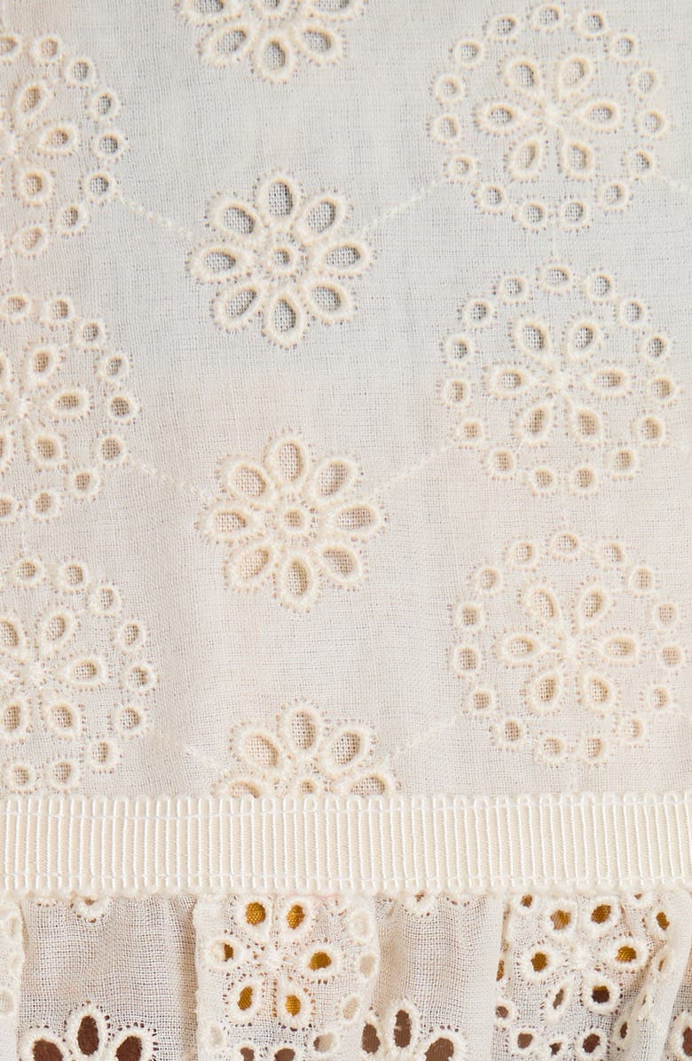 Valentino Garavani Tiered Daisy Eyelet Cotton Miniskirt, Alternate, color, Ivory