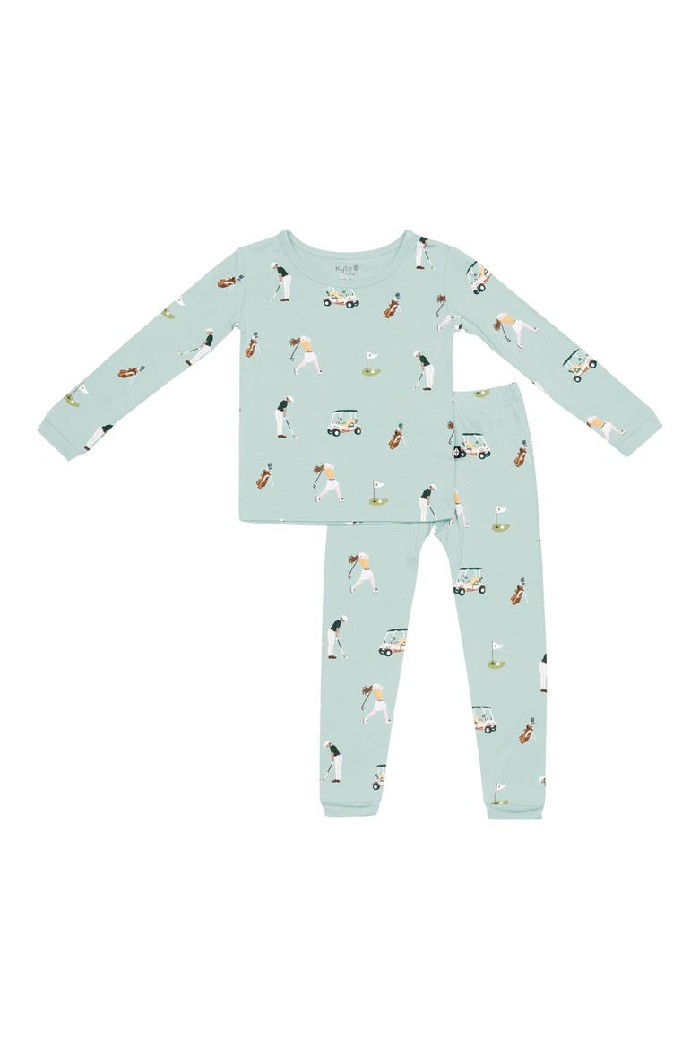 Kids' Print Fitted Long Sleeve Two-Piece Pajamas, Main, color, GOLF