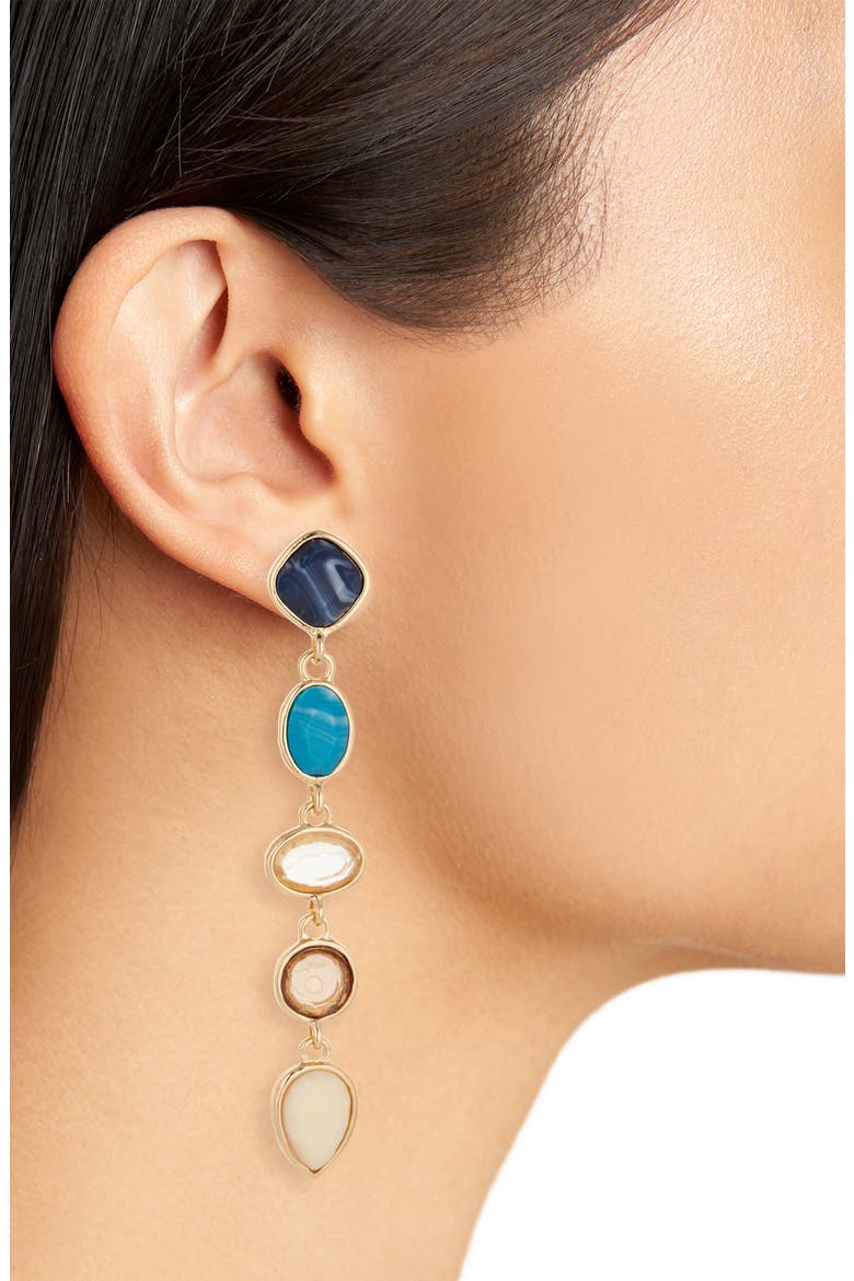 Stone Drop Earrings, Alternate, color, BLUE MULTI