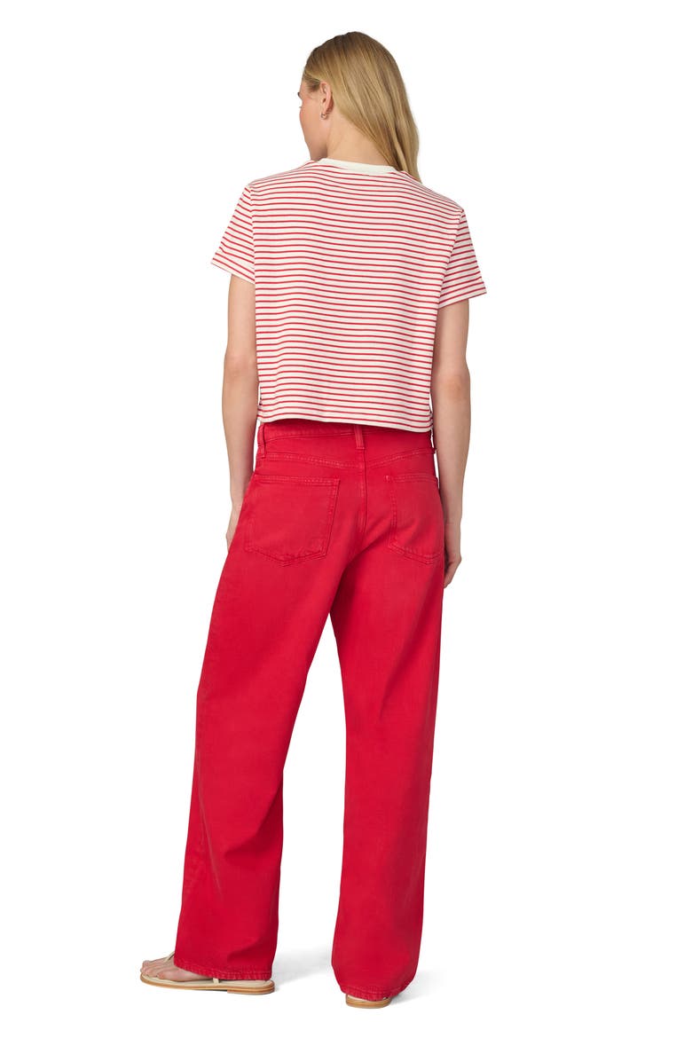 The Boxy Crop T-Shirt, Alternate, color, WHITE/ CHERRY RED STRIPE