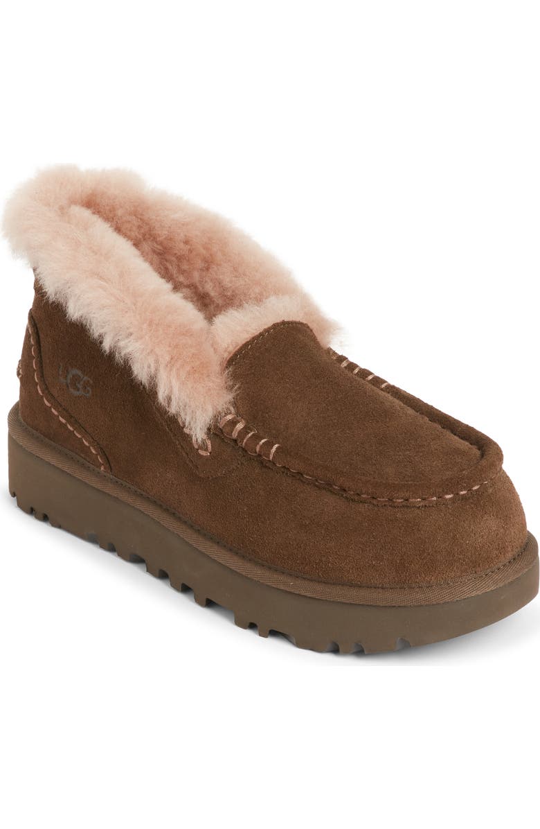 UGG<sup>®</sup> Ansley Parc Genuine Shearling Platform Slipper, Main, color, Dark Tea